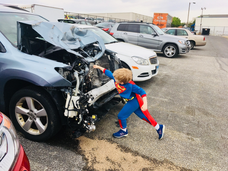 The full image of Sterling serving justice to this vehicle.